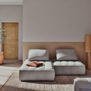 Siège contemporain - Chauffeuse en tissu gris clair pour un style minimaliste chic au Sénégal