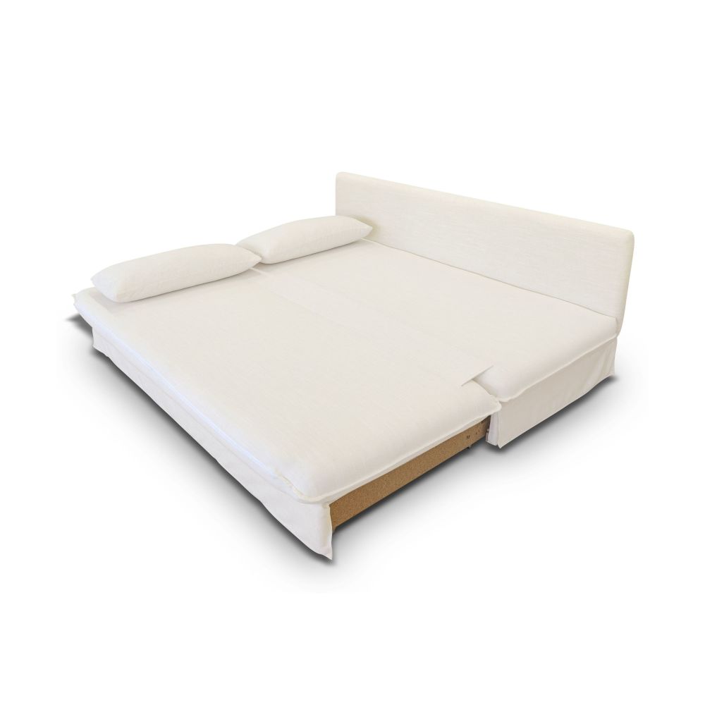 Canapé convertible Clio 2/3 places effet lin ivoire