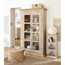 Étagère Agra en bois de manguier sculpté et blanchi