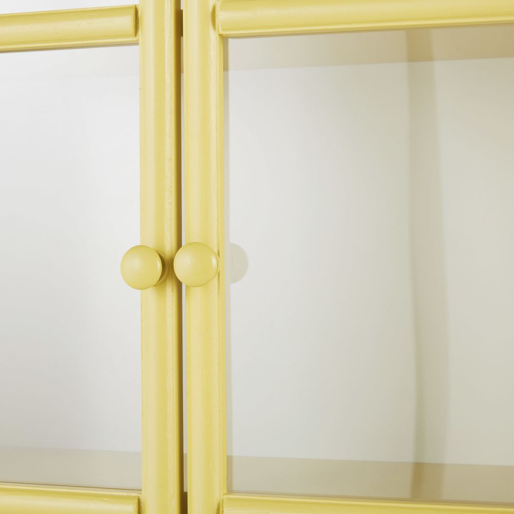 Étagère murale MATHILDA jaune avec 2 portes en acrylique pour décoration intérieure moderne à Dakar, Sénégal