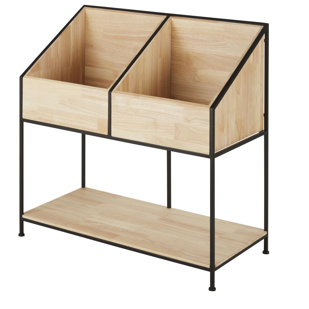 Meuble de rangement JIMMY vinyle en bois de sapin et fer recyclé noir pour décoration intérieure moderne à Dakar, Sénégal
