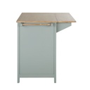 Îlot central cuisine Beaumont 2 tiroirs, 1 porte, 1 étagère et 6 niches vert d'eau et beige