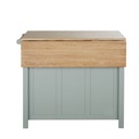 Îlot central cuisine Beaumont 2 tiroirs, 1 porte, 1 étagère et 6 niches vert d'eau et beige