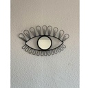 Miroir design œil noir en métal, style moderne