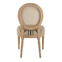 Louis - Chaise médaillon cannée en lin beige et gris et bois de frêne massif