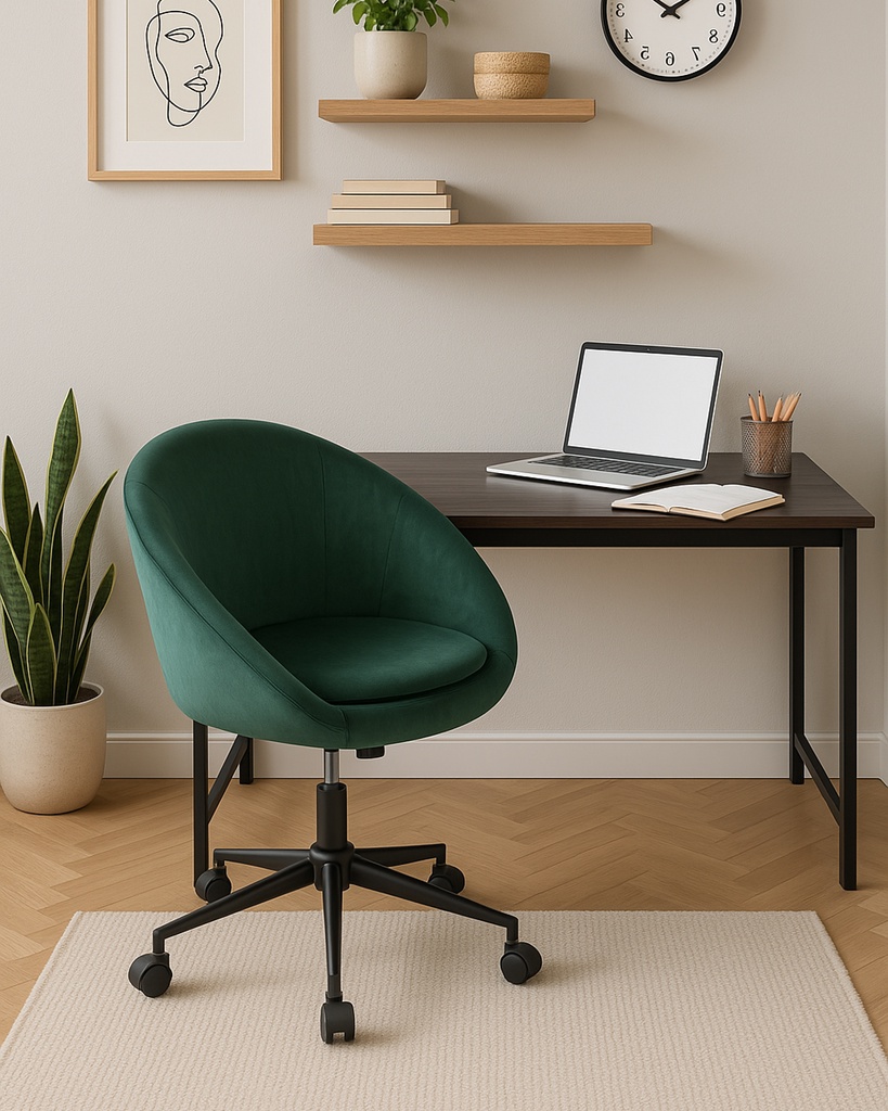 Fauteuil de bureau Hiphop à roulettes en velours vert