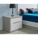 Table de chevet Venice 2 tiroirs gris/blanc