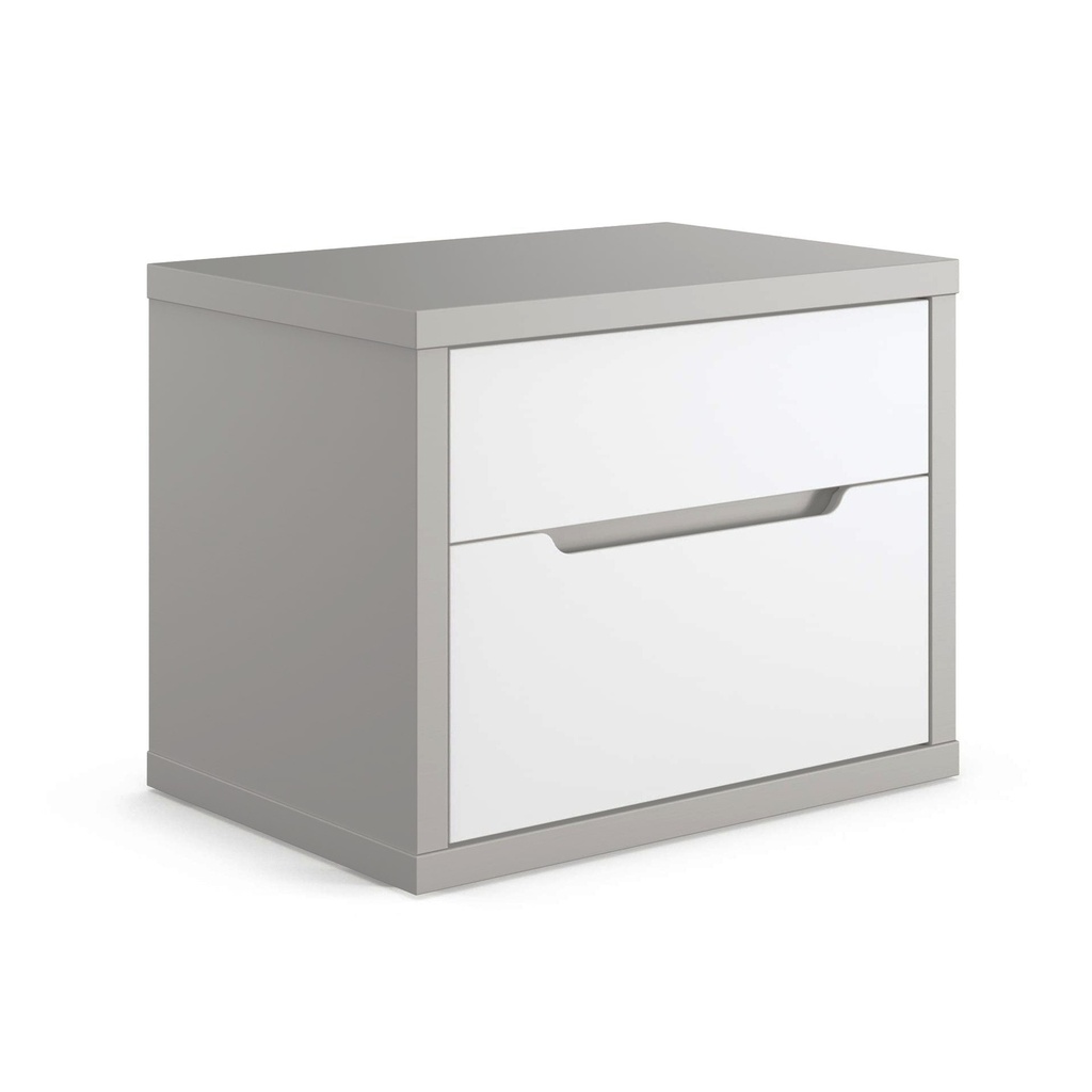 Table de chevet Venice 2 tiroirs gris/blanc