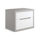 Table de chevet Venice 2 tiroirs gris/blanc