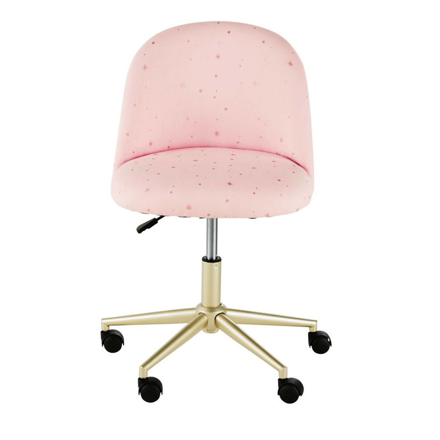 Ensemble Chaise et bureau vintage Blush blanc 2 tiroirs gris et rose