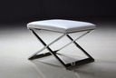 Repose pied simili cuir noir pied acier inox poli