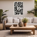 Mis en situation de la toile encadrée motifs abstraits avec caisse américaine noir Dakar Sénégal