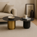Duo de table basse Akita en acier noir et laiton