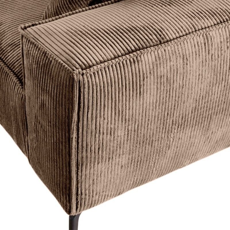 Canapé d'angle Pueblo 3/4 places en tissu camel pieds en fer noir
