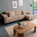 Canapé d'angle Pueblo 3/4 places en tissu camel pieds en fer noir