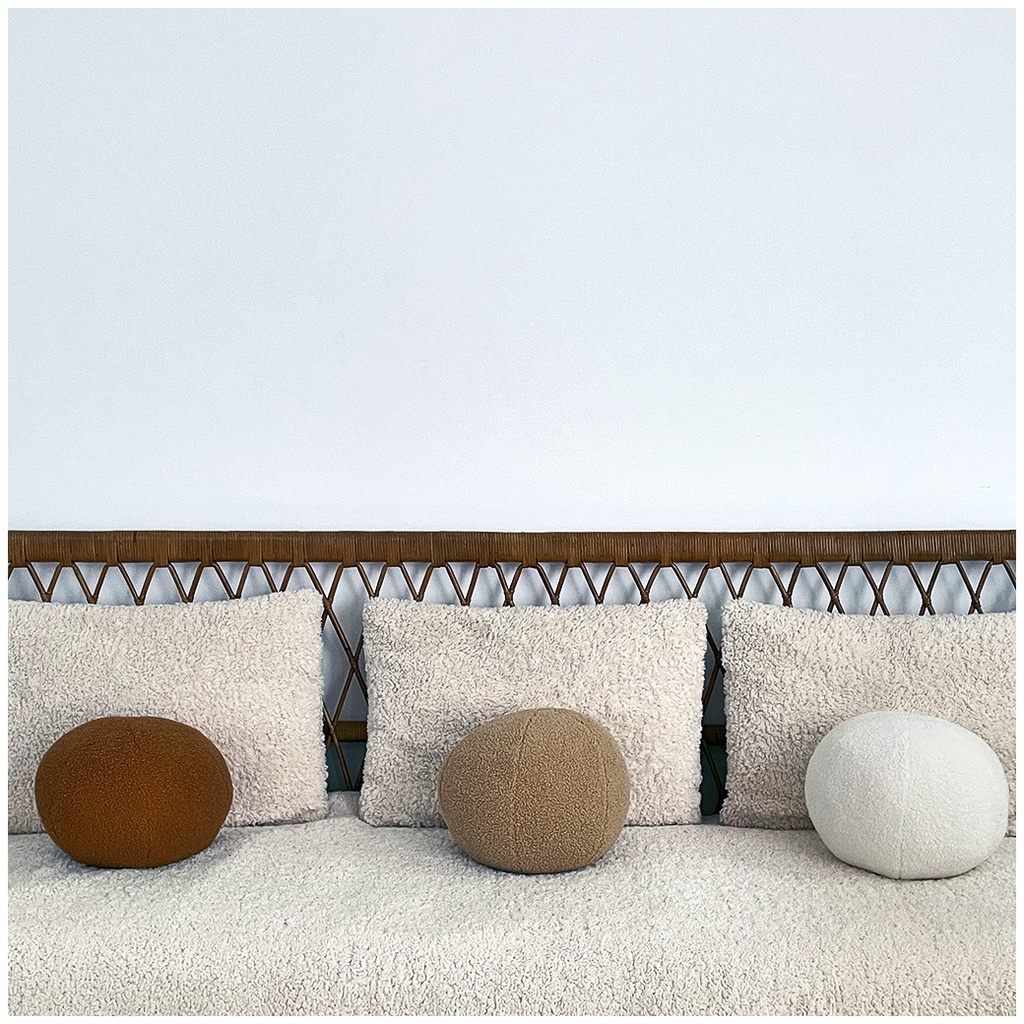 Coussin rond Teddy Ophélia blanc 30X30cm