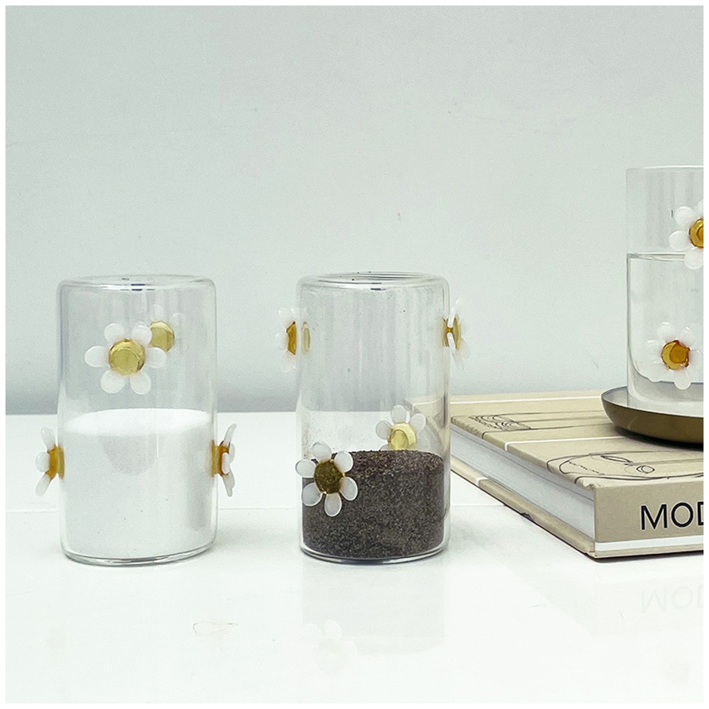 Sel et poivre 3D fleurs marguerites D5 H9cm