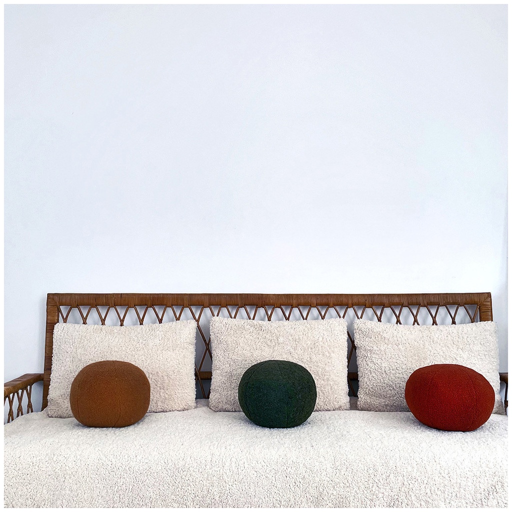 Coussin rond Teddy Ophélia Kaki 30X30cm