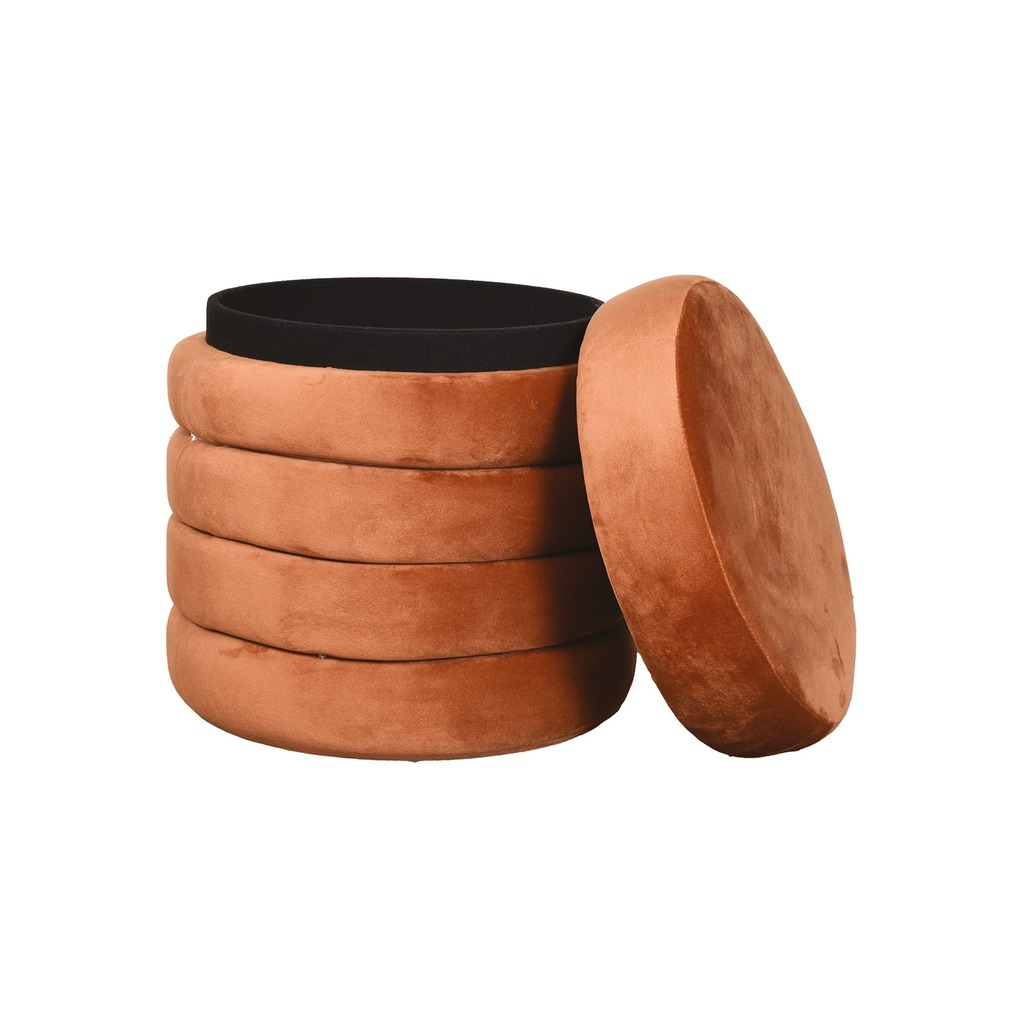 Tabouret Noe coffre en velours terracotta