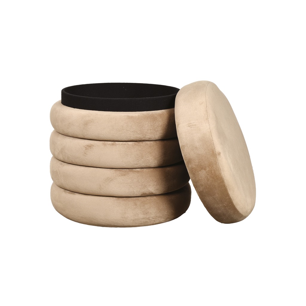 Tabouret Noe coffre en velours sable
