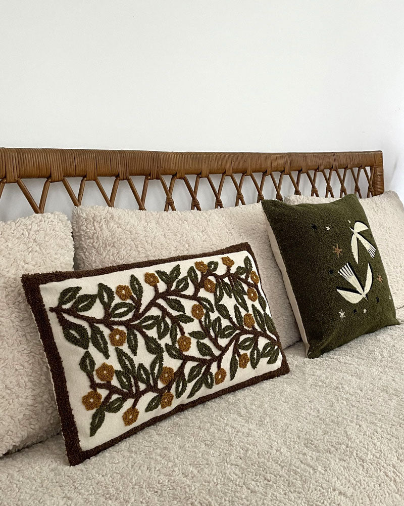 Coussin rectangle Influence fleurs vert