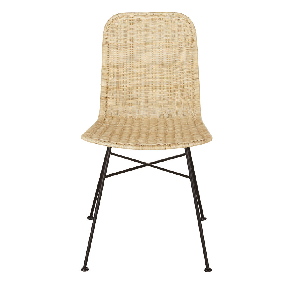 Chaise Zia en rotin et acier noir