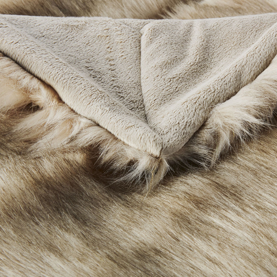IMEON - Plaid imitation fourrure marron glacé 150x180