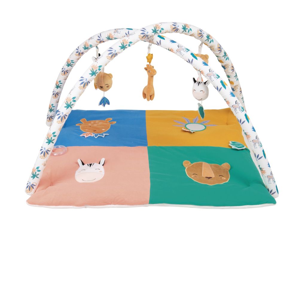 Tapis d'éveil Madrid bébé carré animaux multicolores