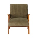 Fauteuil vintage Hermann en bois de hêtre et velours côtelé vert kaki