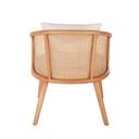 Fauteuil Sockette écru et cannage en rotin