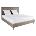 Lit Chesterfield capitonné en lin taupe 180x200 avec sommier à lattes