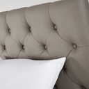Lit Chesterfield capitonné en lin taupe 180x200 avec sommier à lattes