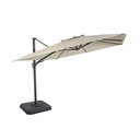 SHADOW BUSINESS - Parasol déporté professionnel 3x3m en aluminium à pied et toile écrue recyclée