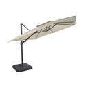 SHADOW BUSINESS - Parasol déporté professionnel 3x3m en aluminium à pied et toile écrue recyclée