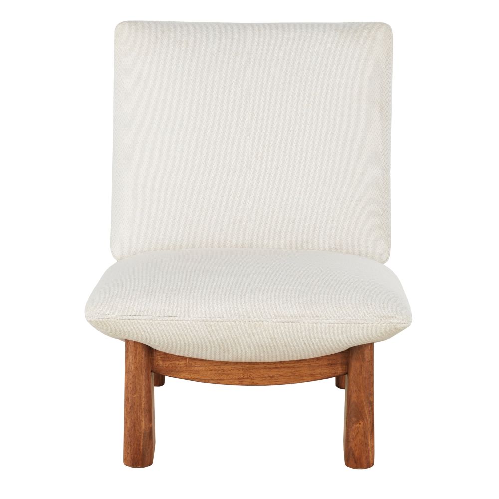 Fauteuil Amaya beige et pieds en bois d'hévéa