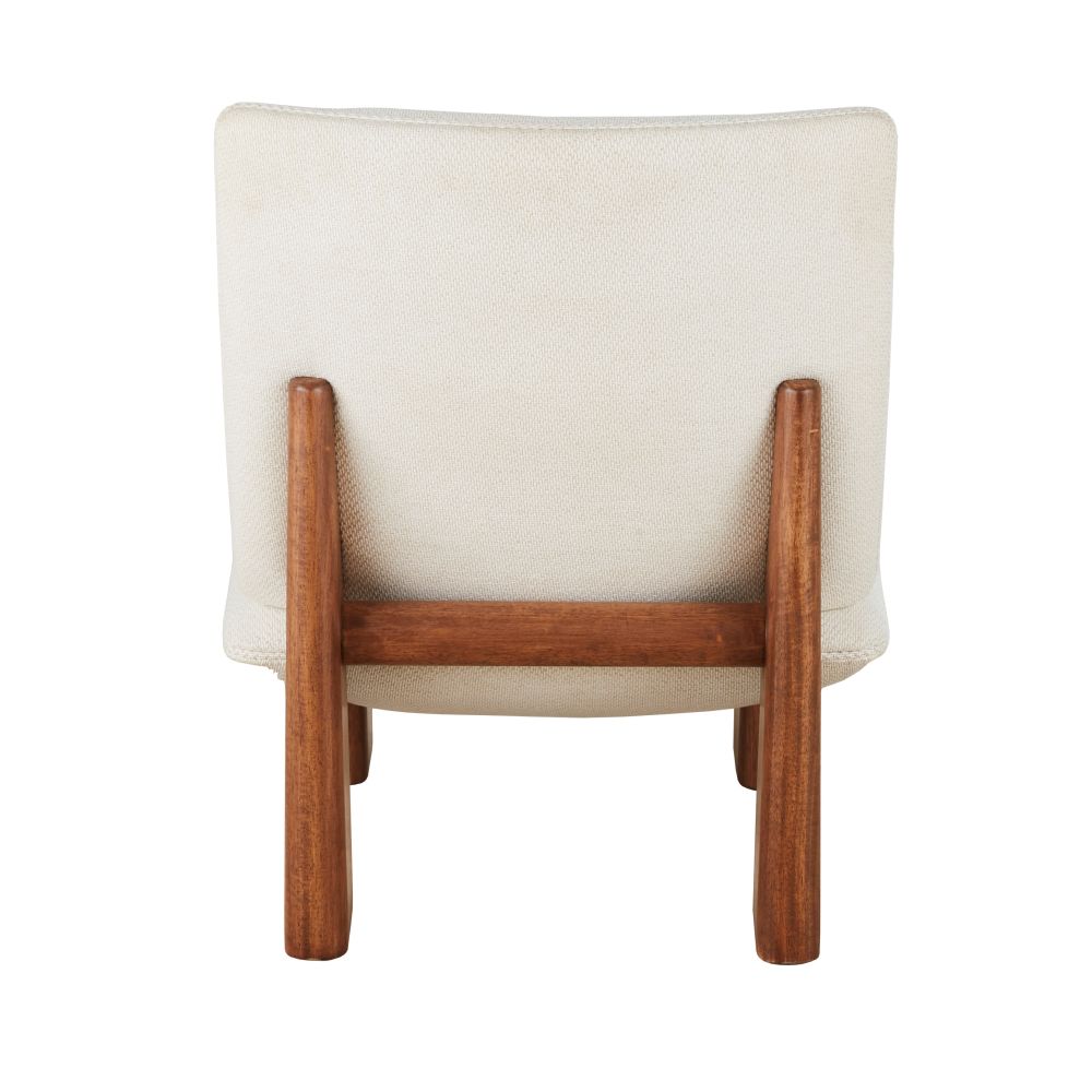 Fauteuil Amaya beige et pieds en bois d'hévéa