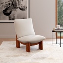 Fauteuil Amaya beige et pieds en bois d'hévéa