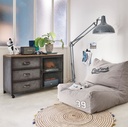 Pouf en coton gris imprimé new york