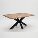 Table à manger rectangulaire en manguier massif piètement en X en fer noir - 220 cm
