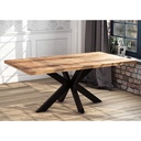 Table à manger rectangulaire en manguier massif piètement en X en fer noir - 220 cm