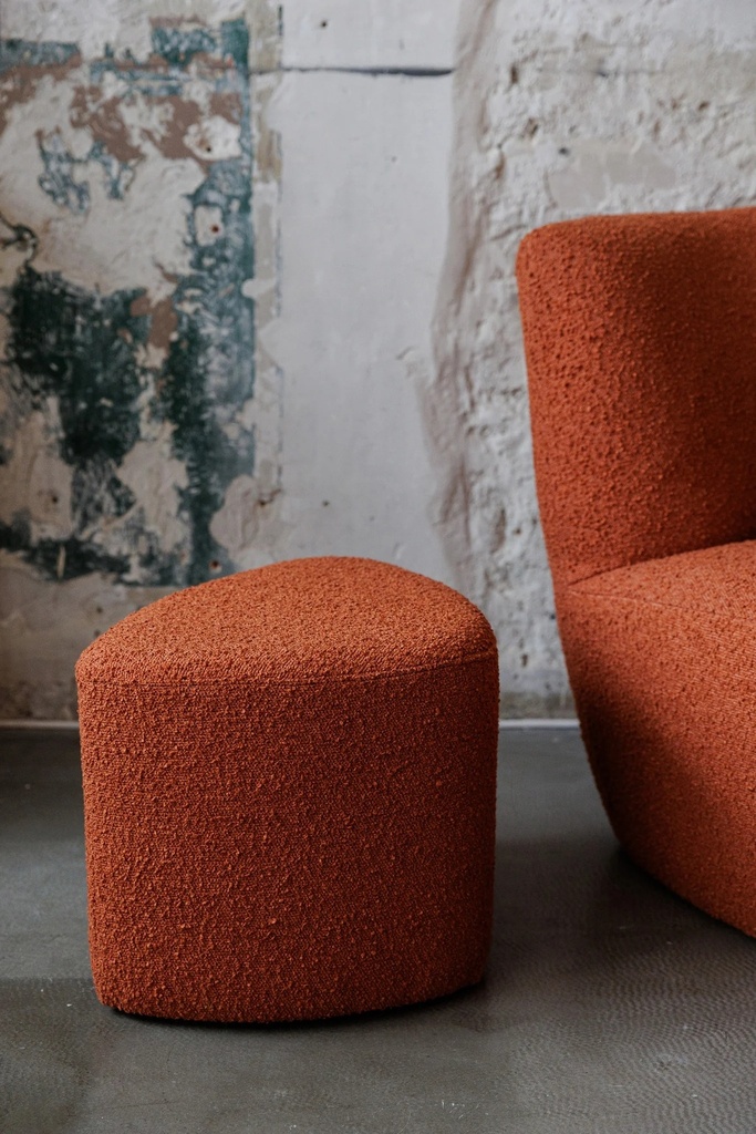 Tabouret Eve en tissu bouclette rouille