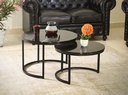 Table basse Oracle gigogne ronde marbre noir et métal