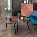 Tables basses gigones Mileo en métal noir et bois naturel