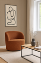Fauteuil pivotant Brume en tissu bouclé terracotta