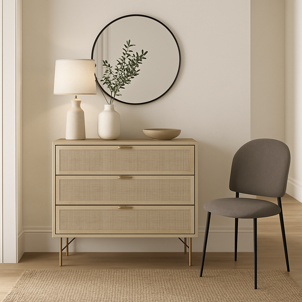 Chaise Amalya en velours côtelé taupe gris