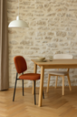 Chaise Anais en tissu beige ivoire en bois marron