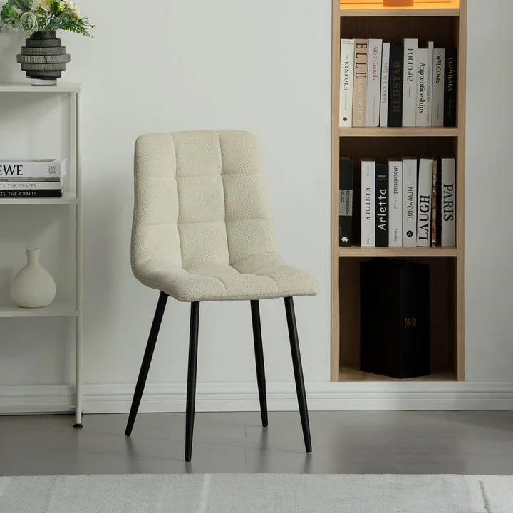 Chaise Alice en tissu texturé beige clair