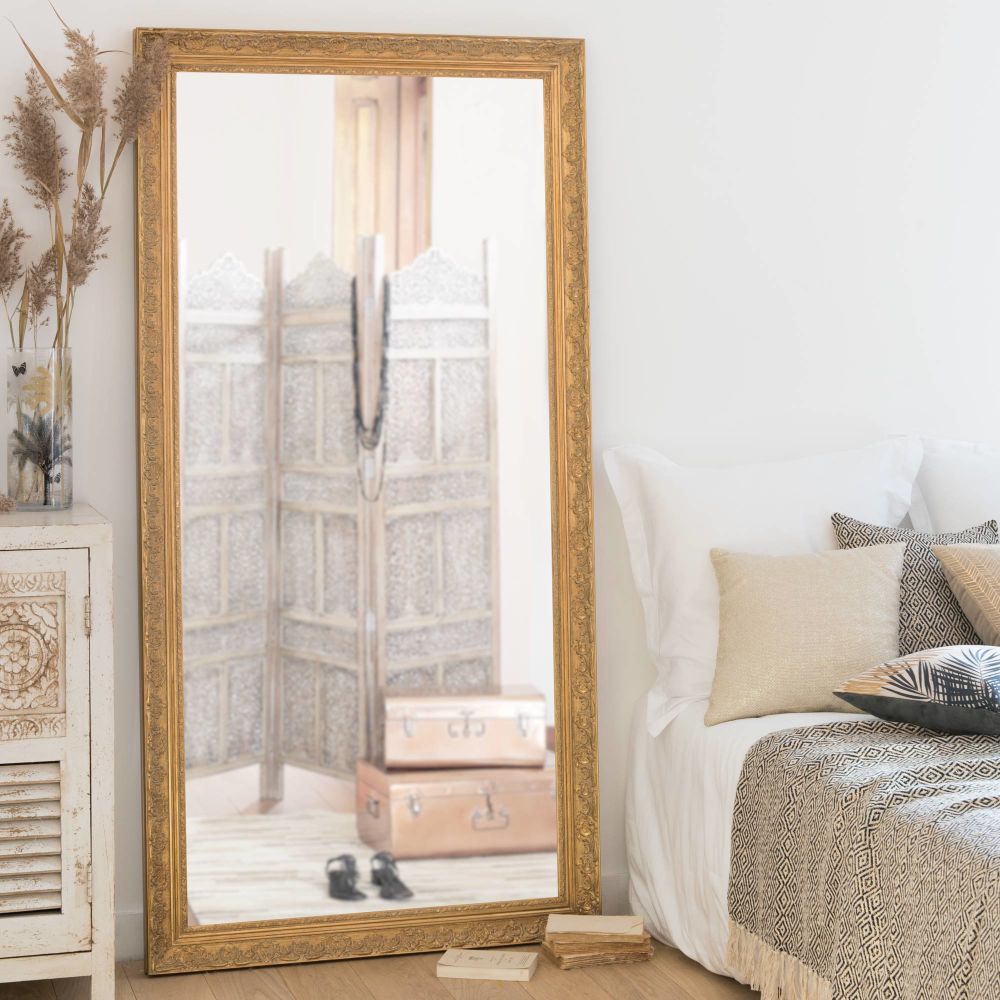 Grand miroir Oklahoma fenêtre rectangulaire en métal noir 70x170