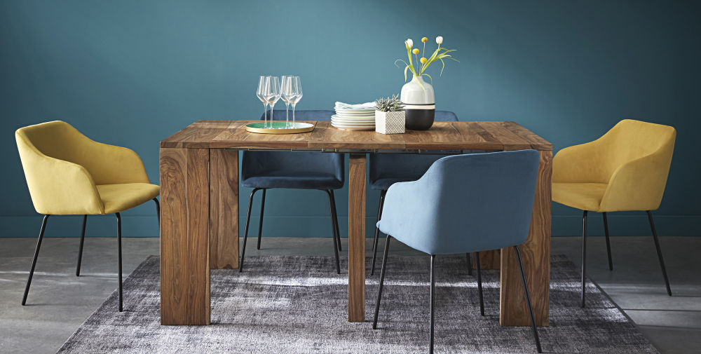 Table console Stockholm extensible en sheesham massif 2/6 personnes L40/160