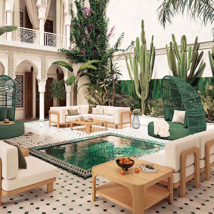 Double bain de soleil Leirosa en métal et polyester recyclé vert